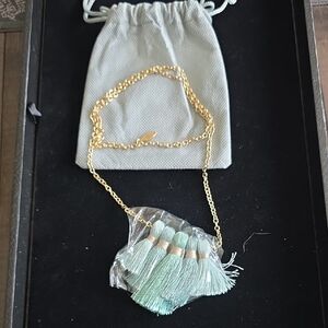 Mint Green Tassel 24" Chain Necklace